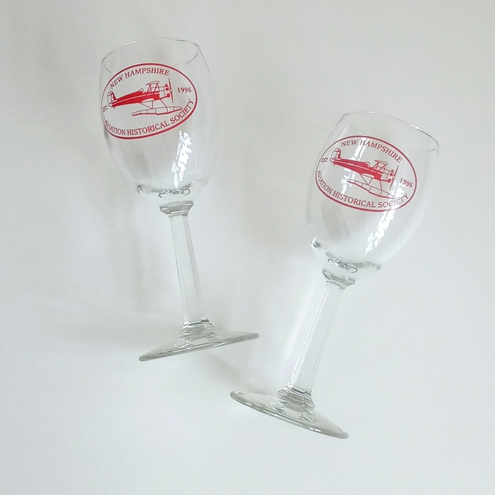 Vintage Aviation Wine Glasses Set of 2
